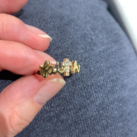 Faith gold plated ring, cubic zirconia, size 6 - Picture 3 of 5